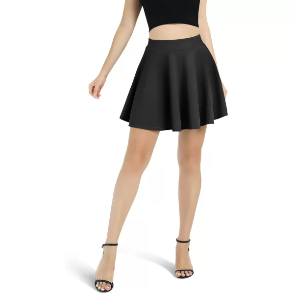 Urban CoCo Womens Basic Versatile Stretchy Flared Casual Mini Skater SkirtBlack