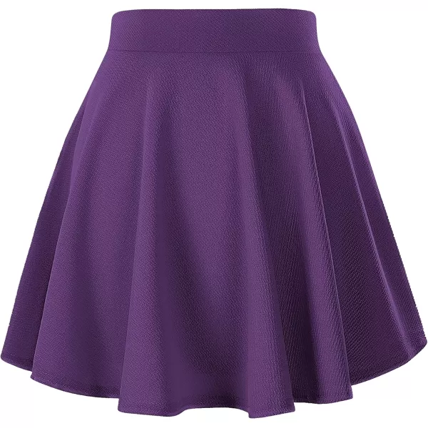 Urban CoCo Womens Basic Versatile Stretchy Flared Casual Mini Skater SkirtDeep Purple