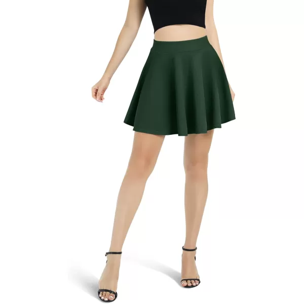Urban CoCo Womens Basic Versatile Stretchy Flared Casual Mini Skater SkirtGreen
