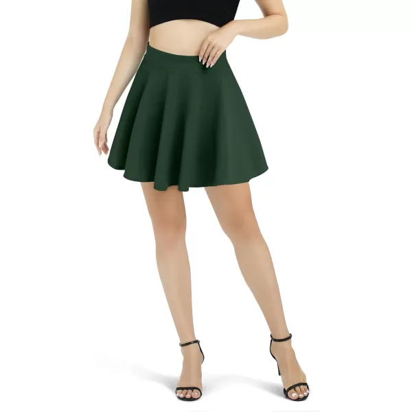 Urban CoCo Womens Basic Versatile Stretchy Flared Casual Mini Skater SkirtGreen
