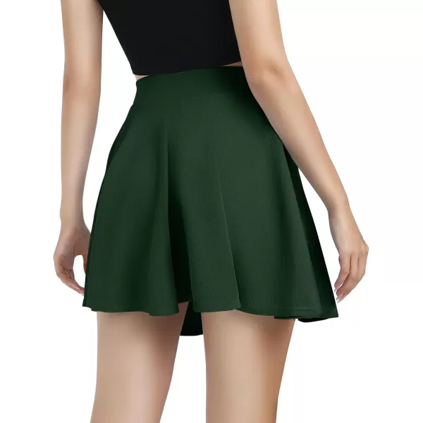 Urban CoCo Womens Basic Versatile Stretchy Flared Casual Mini Skater SkirtGreen