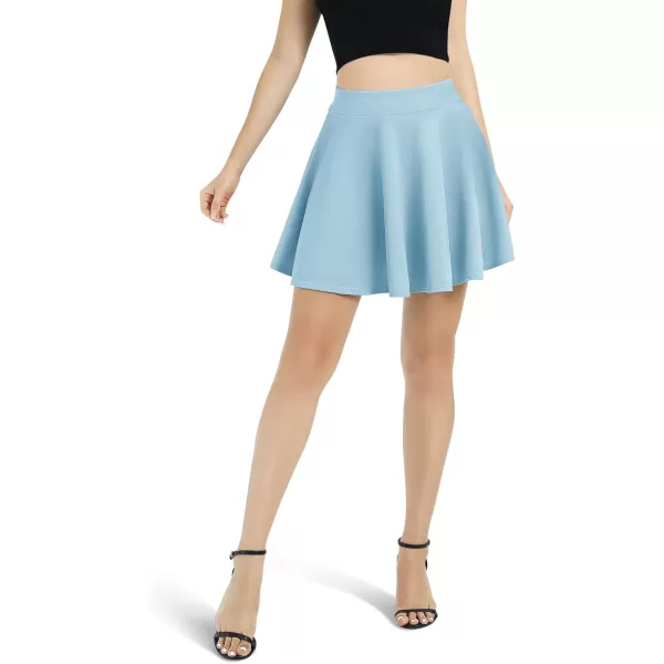 Urban CoCo Womens Basic Versatile Stretchy Flared Casual Mini Skater SkirtLight Blue