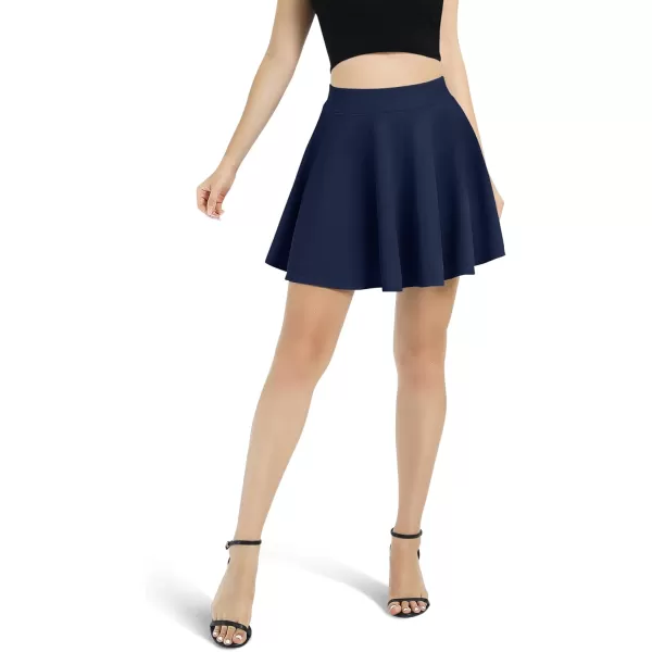 Urban CoCo Womens Basic Versatile Stretchy Flared Casual Mini Skater SkirtNavy Blue