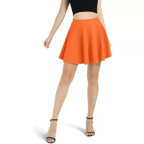 Urban CoCo Womens Basic Versatile Stretchy Flared Casual Mini Skater SkirtOrange