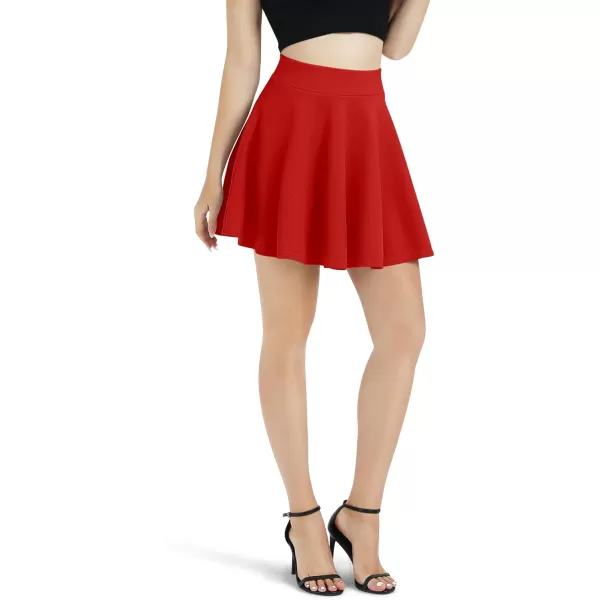 Urban CoCo Womens Basic Versatile Stretchy Flared Casual Mini Skater SkirtRed