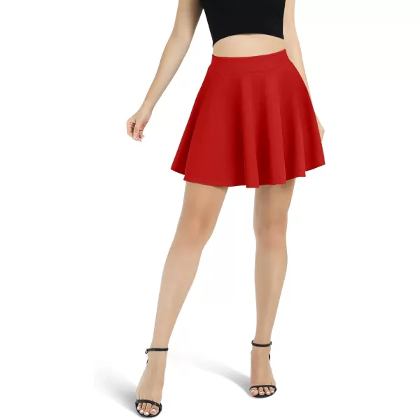 Urban CoCo Womens Basic Versatile Stretchy Flared Casual Mini Skater SkirtRed