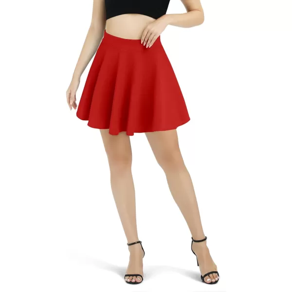 Urban CoCo Womens Basic Versatile Stretchy Flared Casual Mini Skater SkirtRed