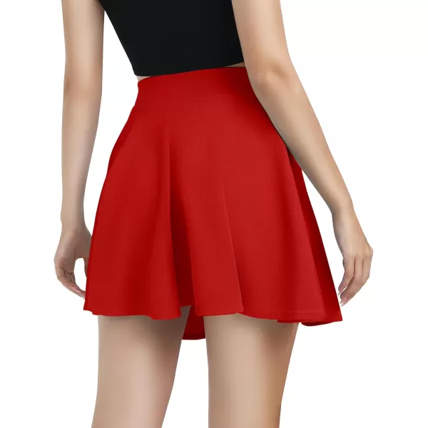 Urban CoCo Womens Basic Versatile Stretchy Flared Casual Mini Skater SkirtRed