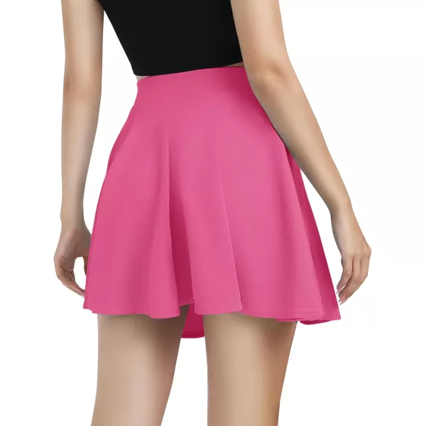 Urban CoCo Womens Basic Versatile Stretchy Flared Casual Mini Skater SkirtRose