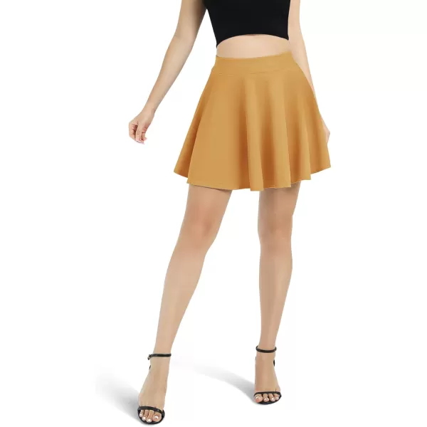 Urban CoCo Womens Basic Versatile Stretchy Flared Casual Mini Skater SkirtTurmeric
