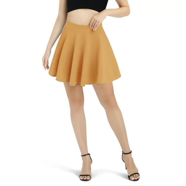 Urban CoCo Womens Basic Versatile Stretchy Flared Casual Mini Skater SkirtTurmeric