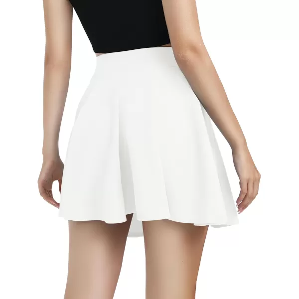 Urban CoCo Womens Basic Versatile Stretchy Flared Casual Mini Skater SkirtWhite