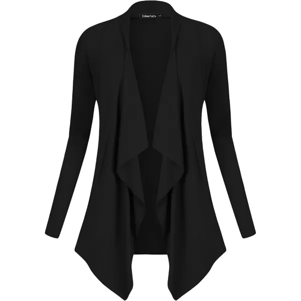 Urban CoCo Womens Long Sleeve Open Front Drape Cardigan Loose Casual Lightweight Women Blazer Jackets 2024 FallBlack
