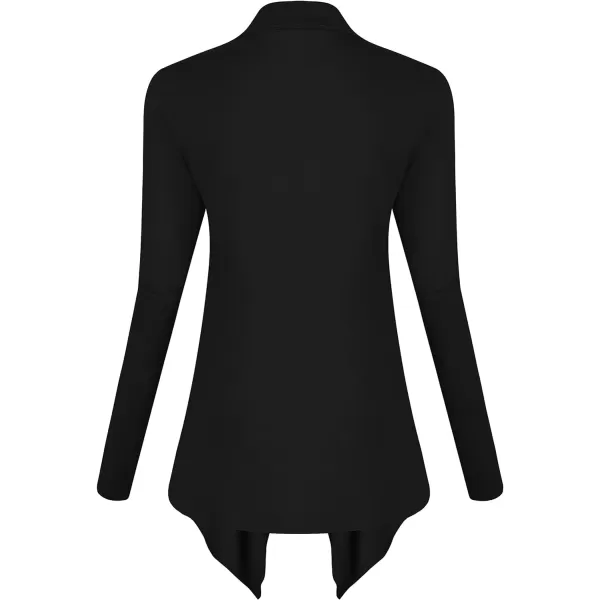 Urban CoCo Womens Long Sleeve Open Front Drape Cardigan Loose Casual Lightweight Women Blazer Jackets 2024 FallBlack