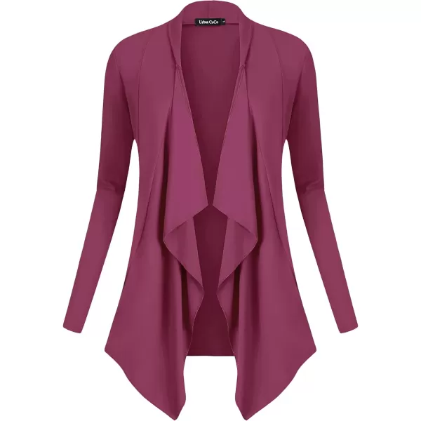 Urban CoCo Womens Long Sleeve Open Front Drape Cardigan Loose Casual Lightweight Women Blazer Jackets 2024 FallFuchsia Rose
