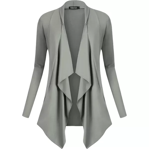 Urban CoCo Womens Long Sleeve Open Front Drape Cardigan Loose Casual Lightweight Women Blazer Jackets 2024 FallLight Gray