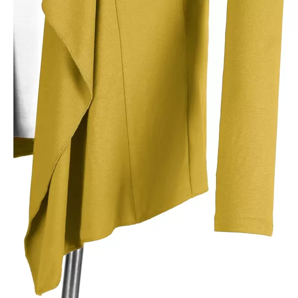 Urban CoCo Womens Long Sleeve Open Front Drape Cardigan Loose Casual Lightweight Women Blazer Jackets 2024 FallMustard 