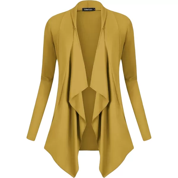 Urban CoCo Womens Long Sleeve Open Front Drape Cardigan Loose Casual Lightweight Women Blazer Jackets 2024 FallMustard 