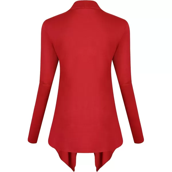 Urban CoCo Womens Long Sleeve Open Front Drape Cardigan Loose Casual Lightweight Women Blazer Jackets 2024 FallRed