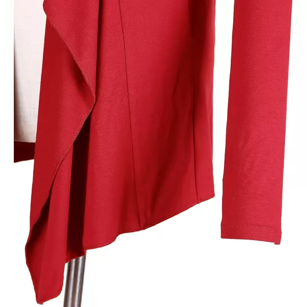Urban CoCo Womens Long Sleeve Open Front Drape Cardigan Loose Casual Lightweight Women Blazer Jackets 2024 FallRed