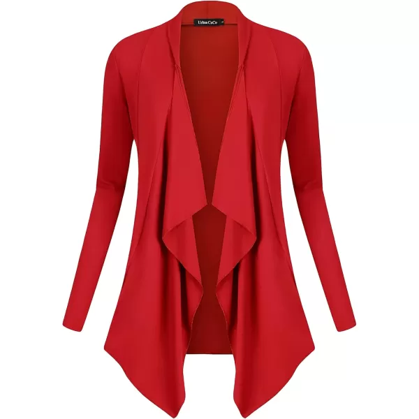 Urban CoCo Womens Long Sleeve Open Front Drape Cardigan Loose Casual Lightweight Women Blazer Jackets 2024 FallRed