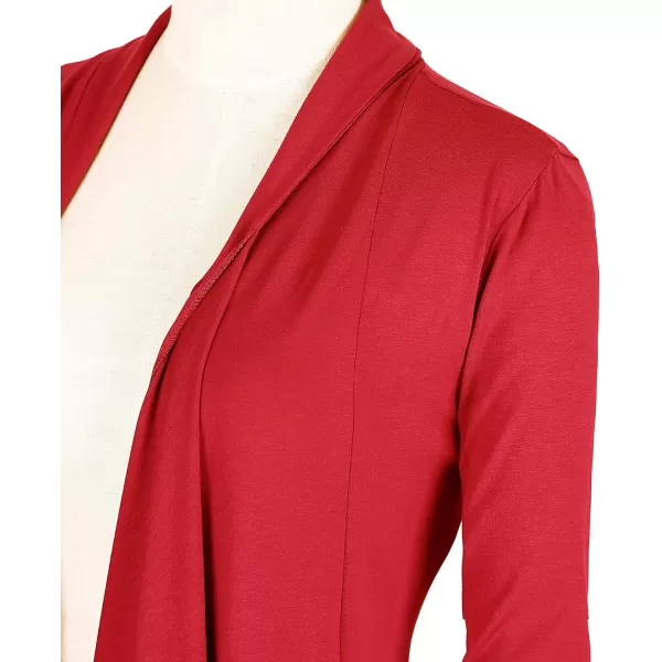 Urban CoCo Womens Long Sleeve Open Front Drape Cardigan Loose Casual Lightweight Women Blazer Jackets 2024 FallRed