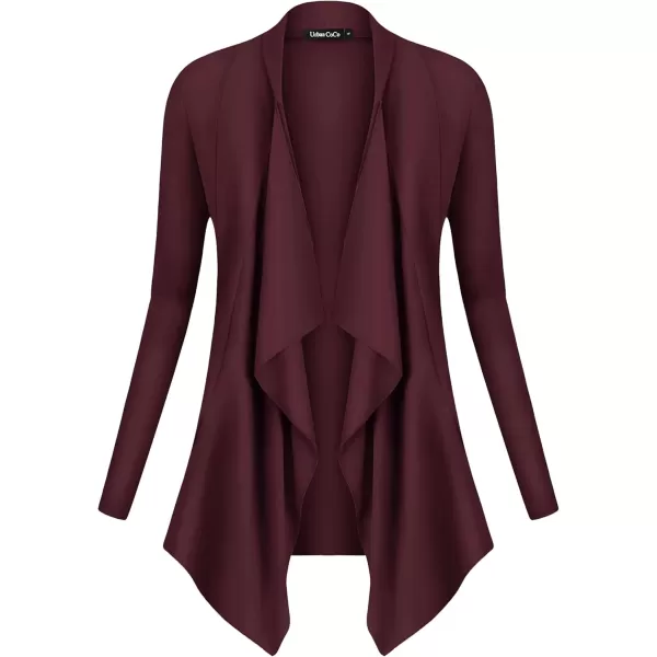 Urban CoCo Womens Long Sleeve Open Front Drape Cardigan Loose Casual Lightweight Women Blazer Jackets 2024 FallWindsor Wine