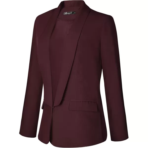 Urban CoCo Womens Office Blazer Jacket Open Front Womens Blazers for Work ProfessionalWine Red