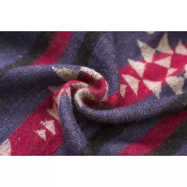 Urban CoCo Womens Printed Tassel Open front Poncho Cape Cardigan Wrap ShawlNavy Blueseries 3