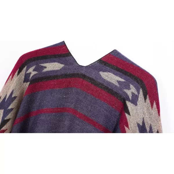 Urban CoCo Womens Printed Tassel Open front Poncho Cape Cardigan Wrap ShawlNavy Blueseries 3