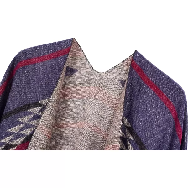 Urban CoCo Womens Printed Tassel Open front Poncho Cape Cardigan Wrap ShawlNavy Blueseries 3