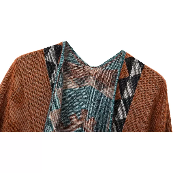 Urban CoCo Womens Printed Tassel Open front Poncho Cape Cardigan Wrap ShawlOrangeseries 5