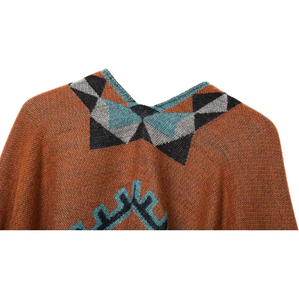 Urban CoCo Womens Printed Tassel Open front Poncho Cape Cardigan Wrap ShawlOrangeseries 5