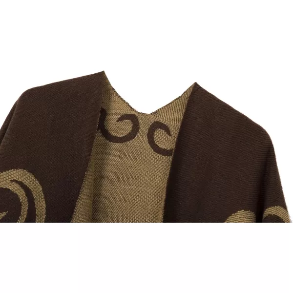 Urban CoCo Womens Printed Tassel Open front Poncho Cape Cardigan Wrap ShawlSeries 10coffee