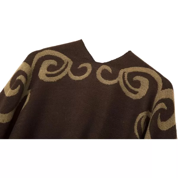 Urban CoCo Womens Printed Tassel Open front Poncho Cape Cardigan Wrap ShawlSeries 10coffee