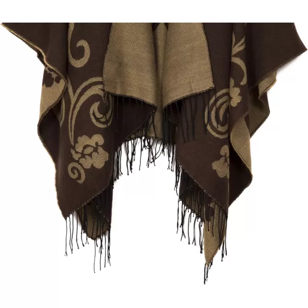 Urban CoCo Womens Printed Tassel Open front Poncho Cape Cardigan Wrap ShawlSeries 10coffee