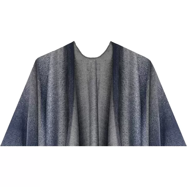 Urban CoCo Womens Printed Tassel Open front Poncho Cape Cardigan Wrap ShawlSeries 16navy Blue