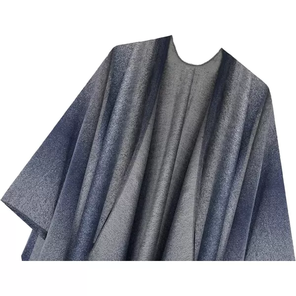 Urban CoCo Womens Printed Tassel Open front Poncho Cape Cardigan Wrap ShawlSeries 16navy Blue