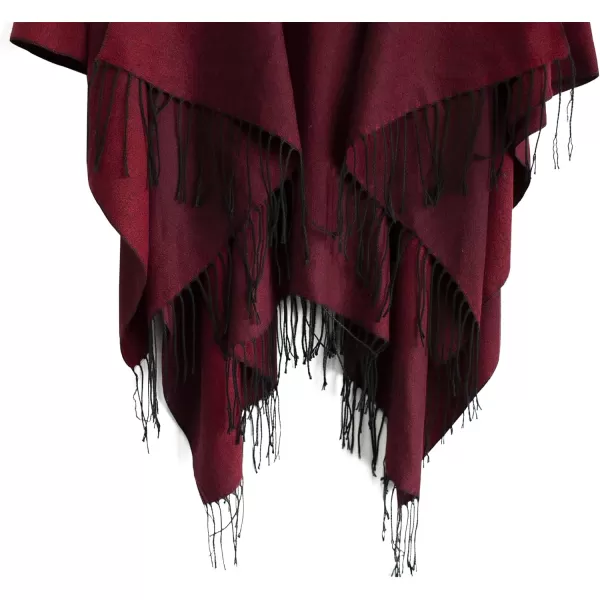 Urban CoCo Womens Printed Tassel Open front Poncho Cape Cardigan Wrap ShawlSeries 16wine Red