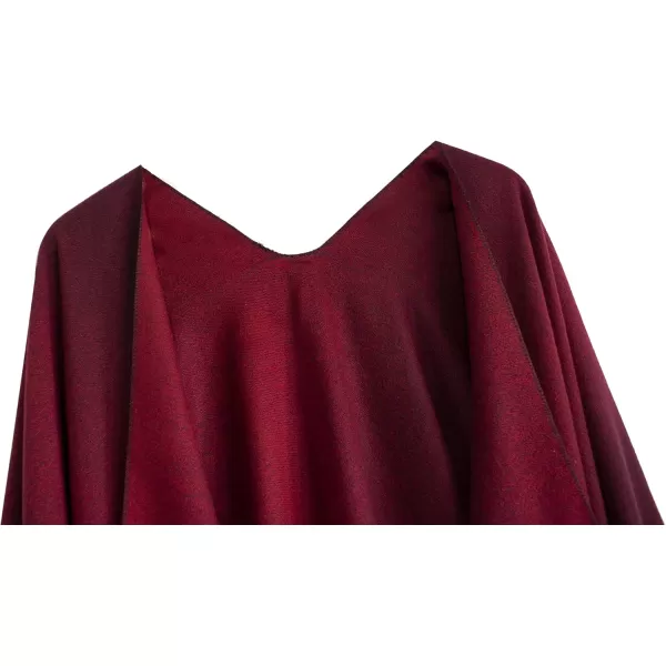 Urban CoCo Womens Printed Tassel Open front Poncho Cape Cardigan Wrap ShawlSeries 16wine Red