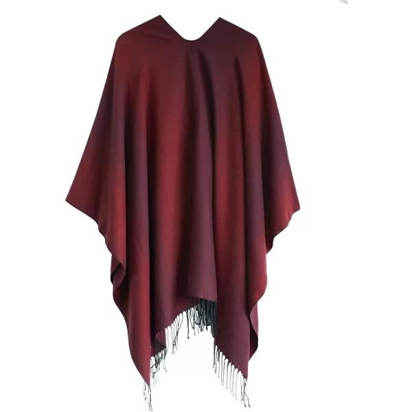 Urban CoCo Womens Printed Tassel Open front Poncho Cape Cardigan Wrap ShawlSeries 16wine Red
