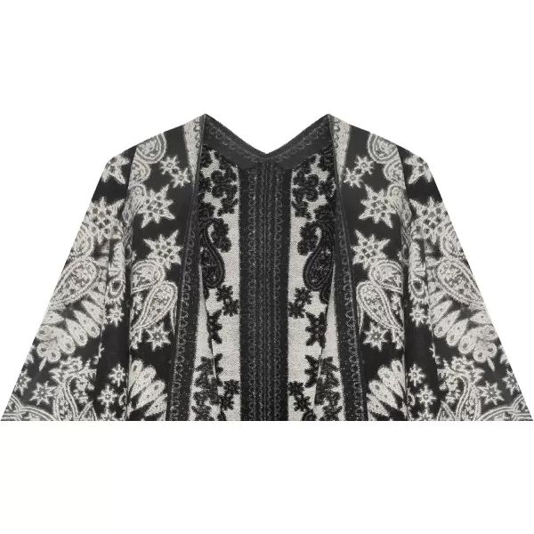 Urban CoCo Womens Printed Tassel Open front Poncho Cape Cardigan Wrap ShawlSeries 18black