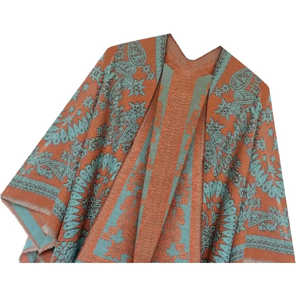 Urban CoCo Womens Printed Tassel Open front Poncho Cape Cardigan Wrap ShawlSeries 18orange Pink
