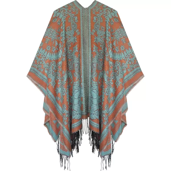 Urban CoCo Womens Printed Tassel Open front Poncho Cape Cardigan Wrap ShawlSeries 18orange Pink