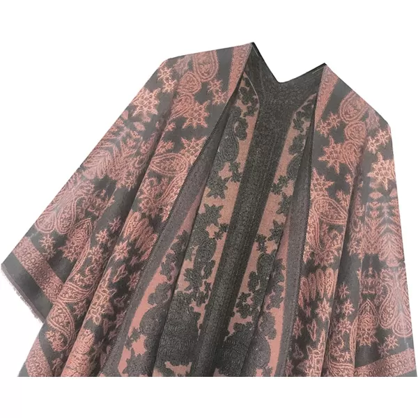 Urban CoCo Womens Printed Tassel Open front Poncho Cape Cardigan Wrap ShawlSeries 18pink