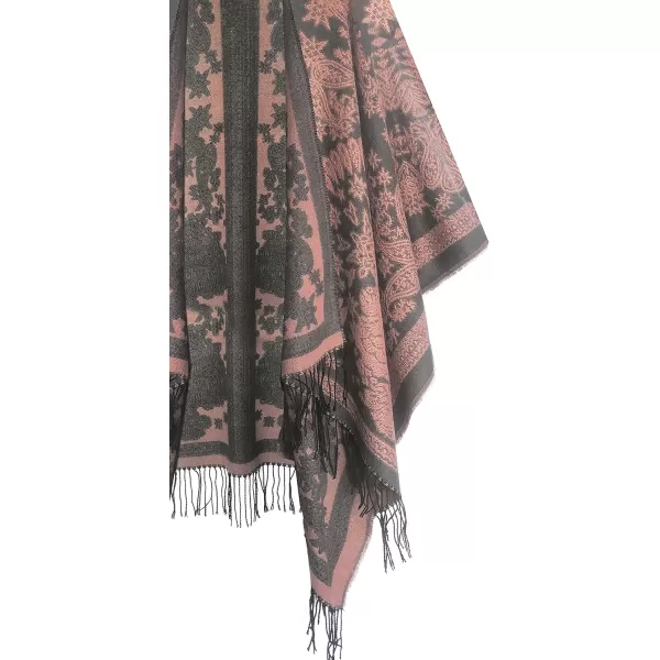 Urban CoCo Womens Printed Tassel Open front Poncho Cape Cardigan Wrap ShawlSeries 18pink