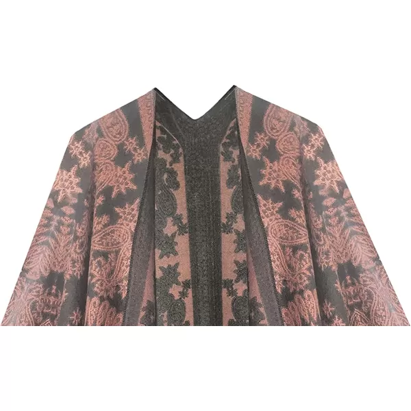 Urban CoCo Womens Printed Tassel Open front Poncho Cape Cardigan Wrap ShawlSeries 18pink
