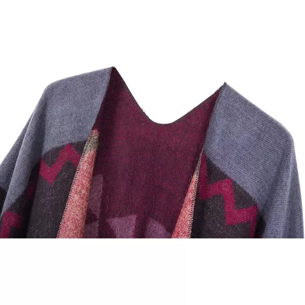 Urban CoCo Womens Printed Tassel Open front Poncho Cape Cardigan Wrap ShawlSeries 2wine Red