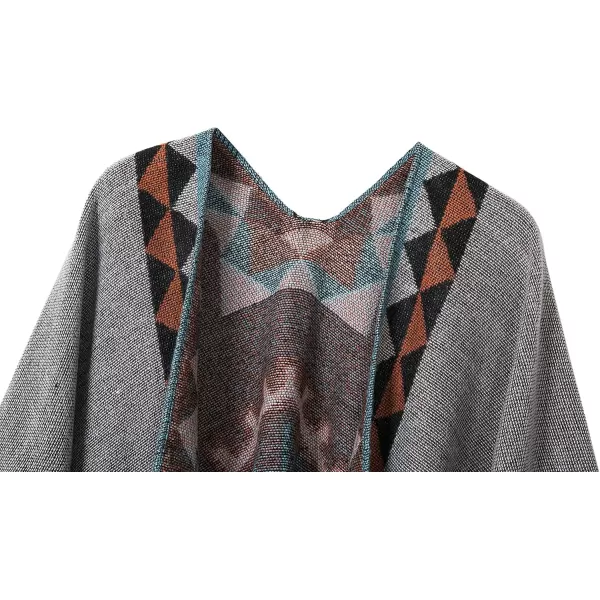 Urban CoCo Womens Printed Tassel Open front Poncho Cape Cardigan Wrap ShawlSeries 5grey