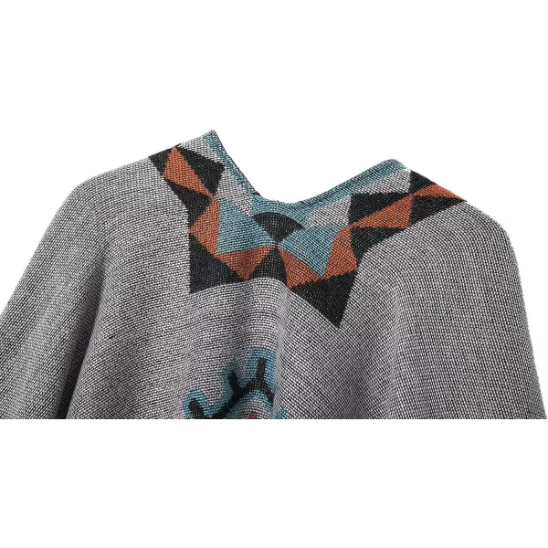 Urban CoCo Womens Printed Tassel Open front Poncho Cape Cardigan Wrap ShawlSeries 5grey